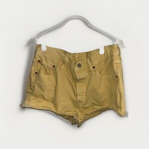 Levi’s 501 Denim Shorts Women’s Butter Yellow High Rise